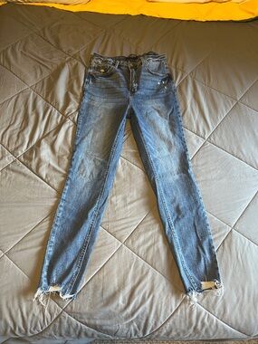 Judy Blue Women’s High-Rise Dark Blue Skinny Jeans with Raw Hem